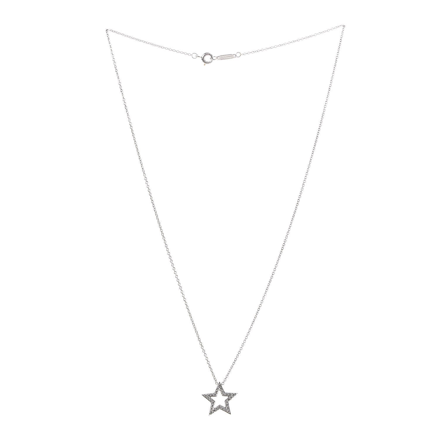 Tiffany Platinum Diamond Star Pendant Necklace 3 of 6