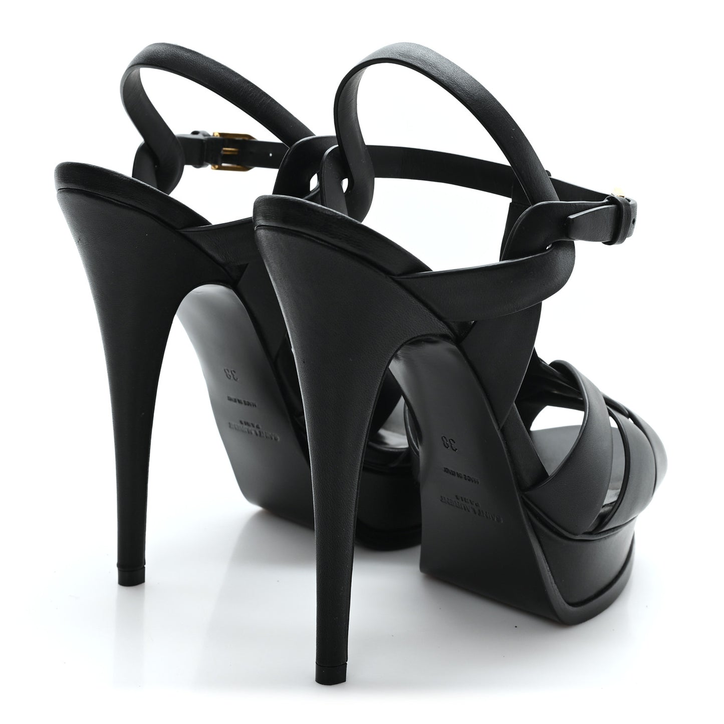 Calfskin Tribute 105 Platform Sandals 38 Black