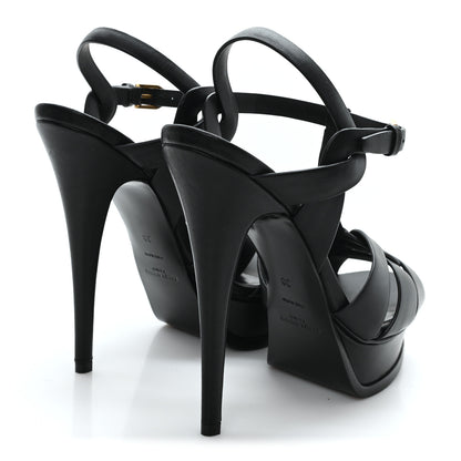 Saint Laurent Calfskin Tribute 105 Platform Sandals 38 Black 5 of 10