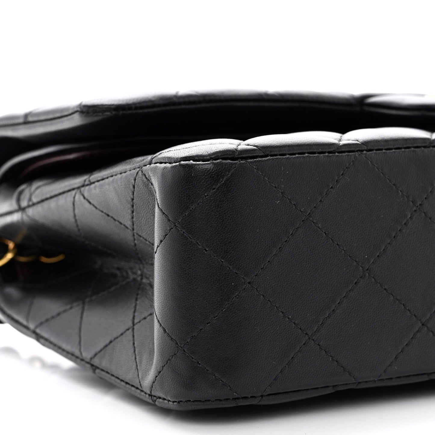 Lambskin Quilted Medium Double Flap Black