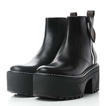 Louis Vuitton Calfskin Monogram Power Squad Flat Ankle Boots 36 Black 3 of 8