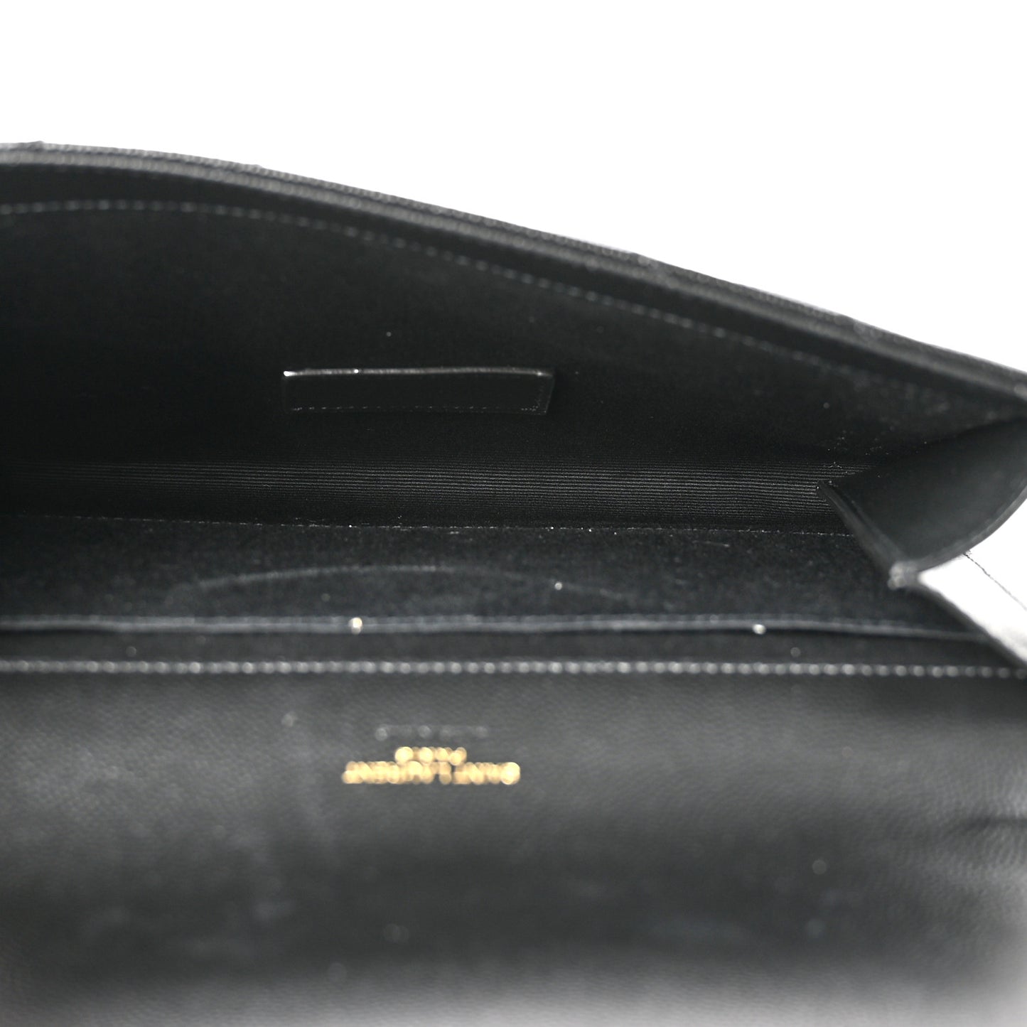 Grain De Poudre Matelasse Chevron Monogram Envelope Clutch Black