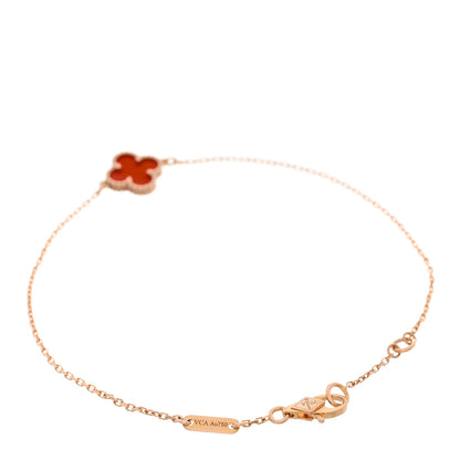 Van Cleef & Arpels 18K Rose Gold Carnelian Sweet Alhambra Bracelet 2 of 5