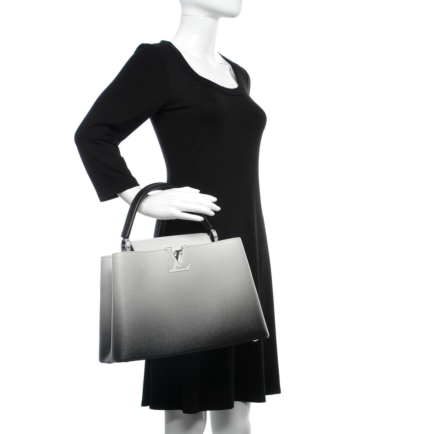 Louis Vuitton Taurillon Capucines MM Cloudy Black 2 of 6