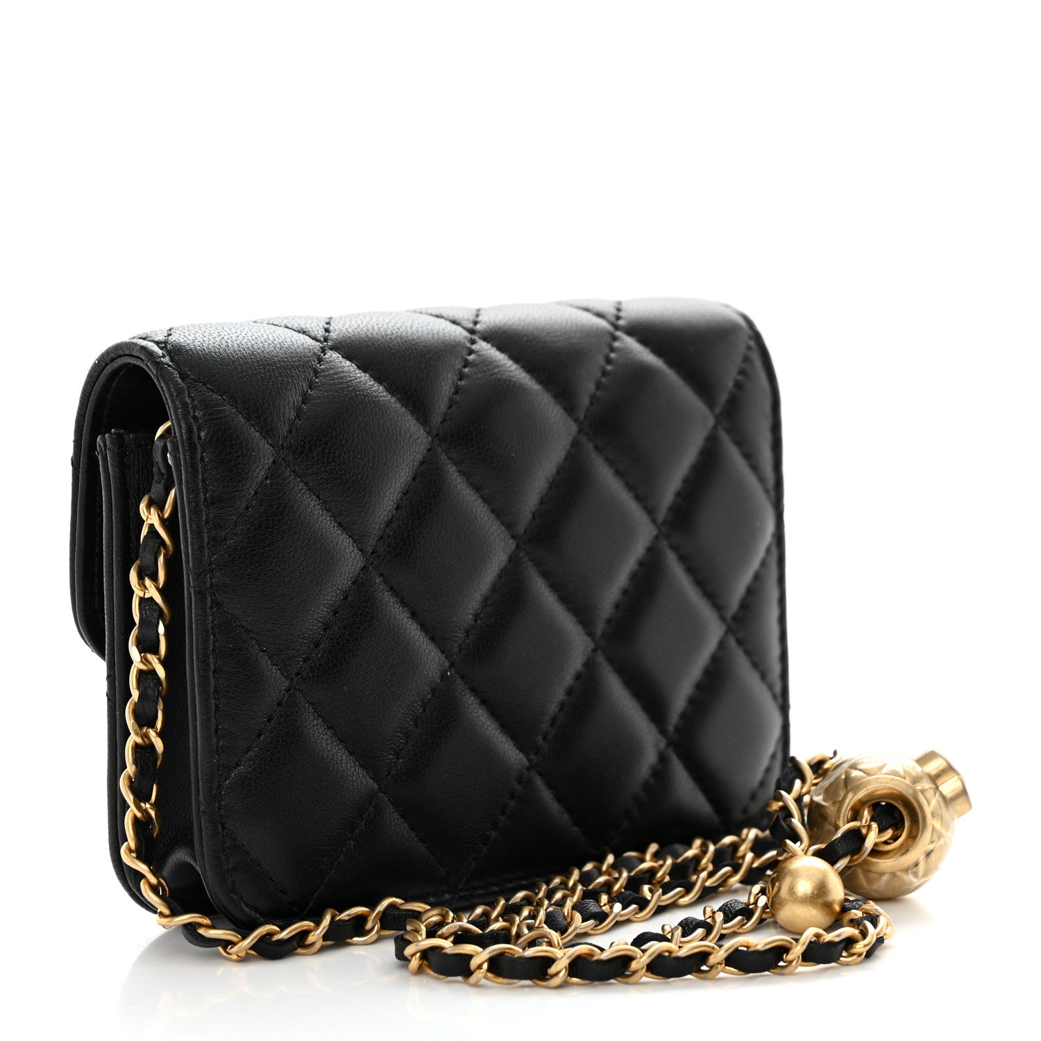 Chanel Lambskin Quilted Pearl Crush Clutch With Chain Black 3 of 12