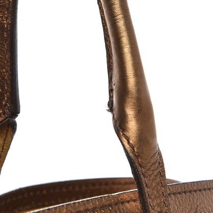 Burberry Metallic Calfskin Perforated Grommet Medium Salisbury Tote Bronze 9 of 11