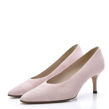 Chanel Suede Goatskin CC Cap Toe Pumps 39.5 Pink 3 of 12