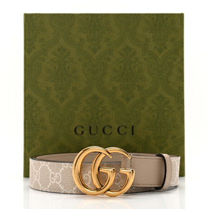 Gucci GG Supreme Monogram Calfskin Double G 30mm Belt 90 36 Beige Mystic White Oatmeal 7 of 7