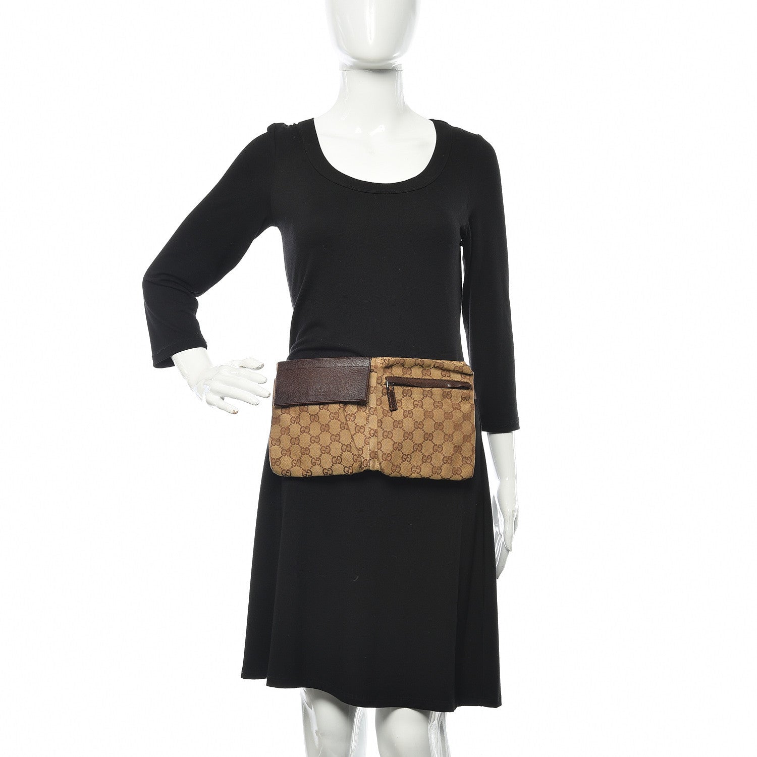 Gucci GG Monogram Double Pocket Belt Bag Dark Brown 2 of 12
