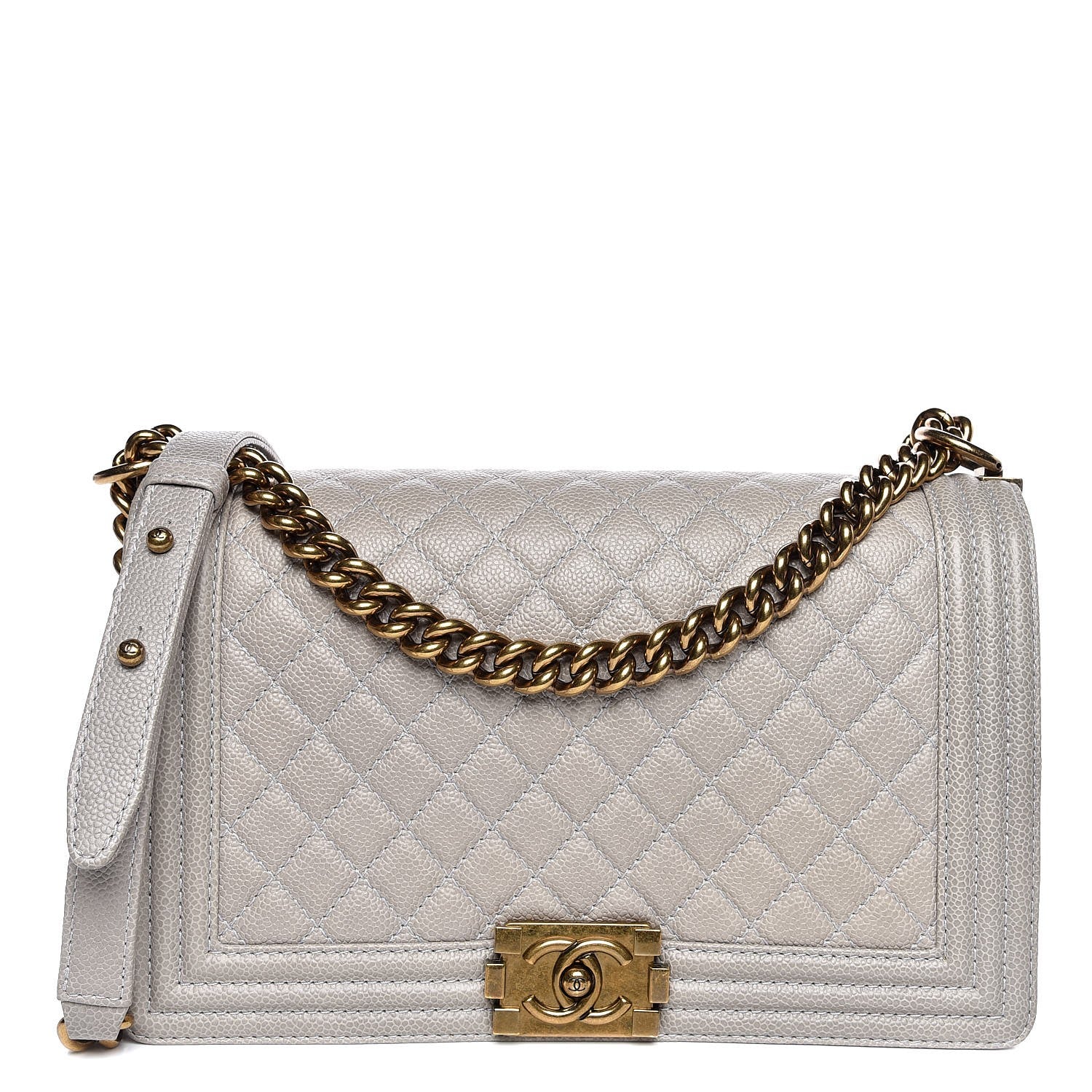 Chanel Caviar Quilted New Medium Boy Flap Light Grey 1 of 18