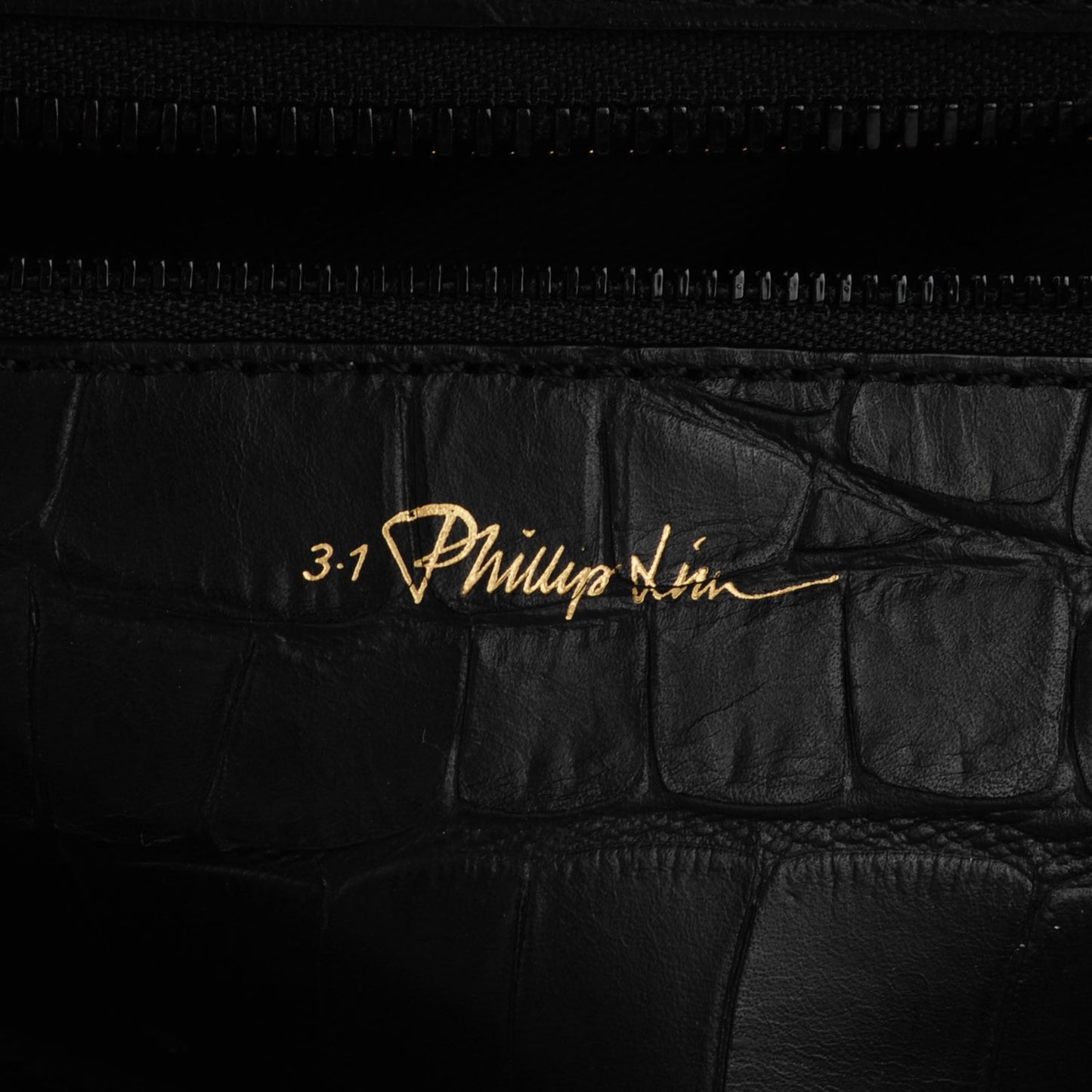 3.1 Crocodile Embossed Large Ryder Satchel Black