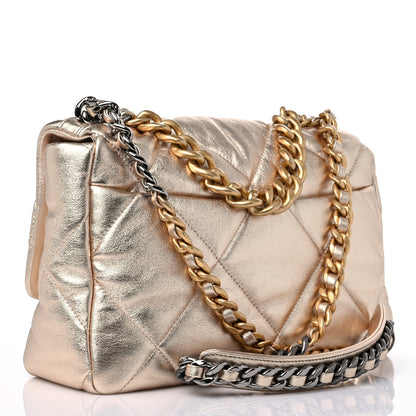 Chanel Metallic Lambskin Quilted Large Chanel 19 Flap Gold 3 of 9