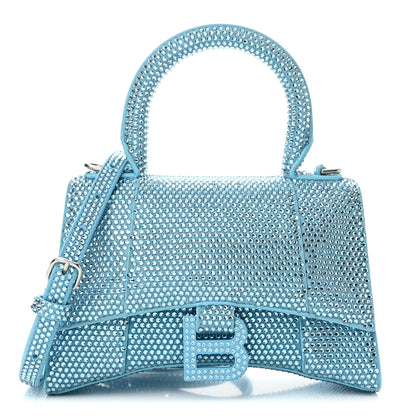 Balenciaga Strass Suede Hourglass Top Handle Bag XS Light Blue 1 of 13
