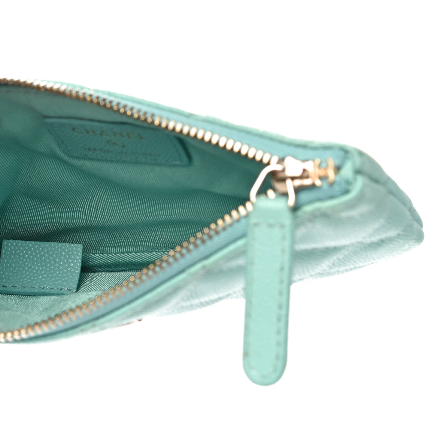 Caviar Quilted Small Cosmetic Case Light Blue