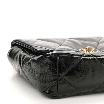 Chanel Shiny Crumpled Calfskin Quilted Large Chanel 19 Flap Black 9 of 11