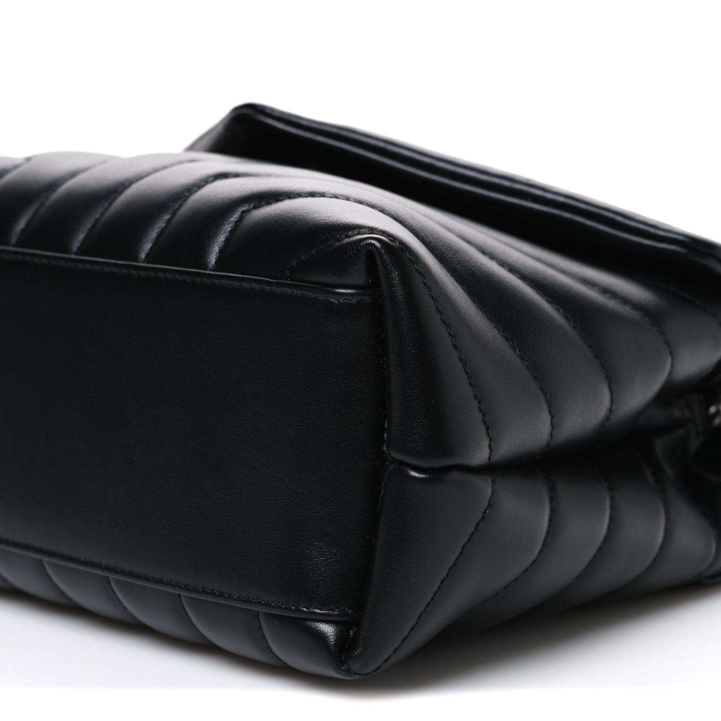 Calfskin Y Quilted Monogram Small Loulou Chain Satchel Black
