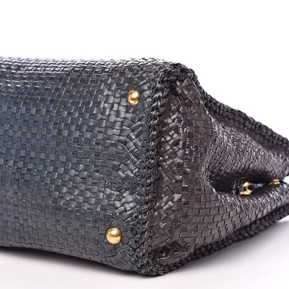 Prada Goatskin Woven Medium Tote Moro 11 of 13