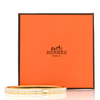 Hermes Enamel Printed Rope Chain Link Extra Narrow Bracelet 70 White 5 of 5