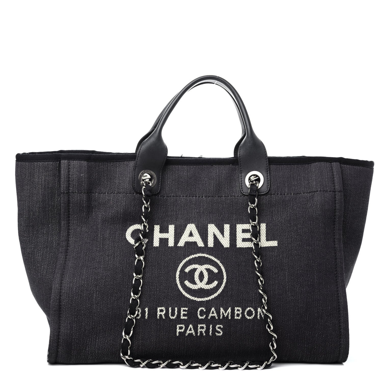 Chanel Denim Medium Deauville Tote Dark Blue 1 of 11