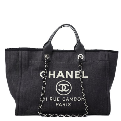 Chanel Denim Medium Deauville Tote Dark Blue 1 of 11