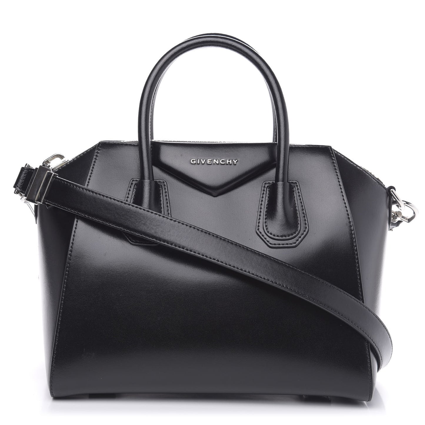 Shiny Lord Calfskin Small Antigona Black
