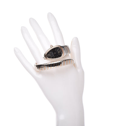 Bulgari Stainless Steel 18K Rose Gold Diamond Bezel 35mm Serpenti Tubogas Quartz Watch Black 2 of 6