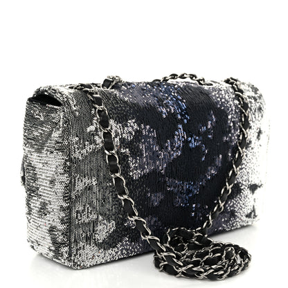 Chanel Sequin Medium Single Flap Silver Black 3 of 10