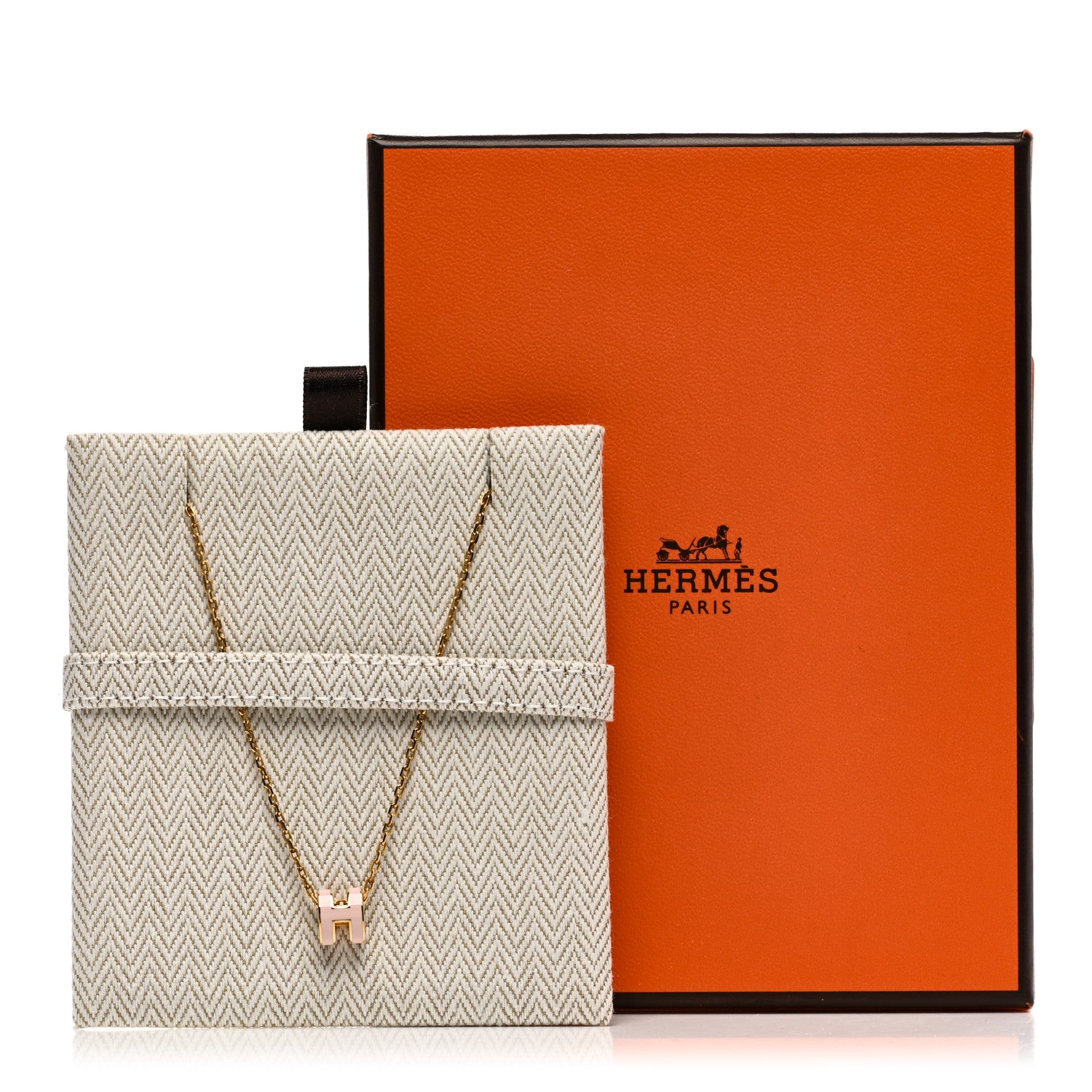 Hermes Lacquered Gold Mini Pop H Pendant Necklace Rose Dragee 7 of 7