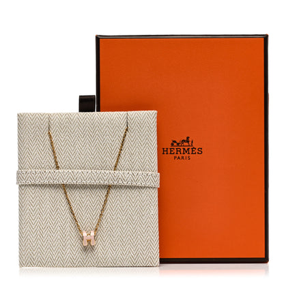 Hermes Lacquered Gold Mini Pop H Pendant Necklace Rose Dragee 7 of 7