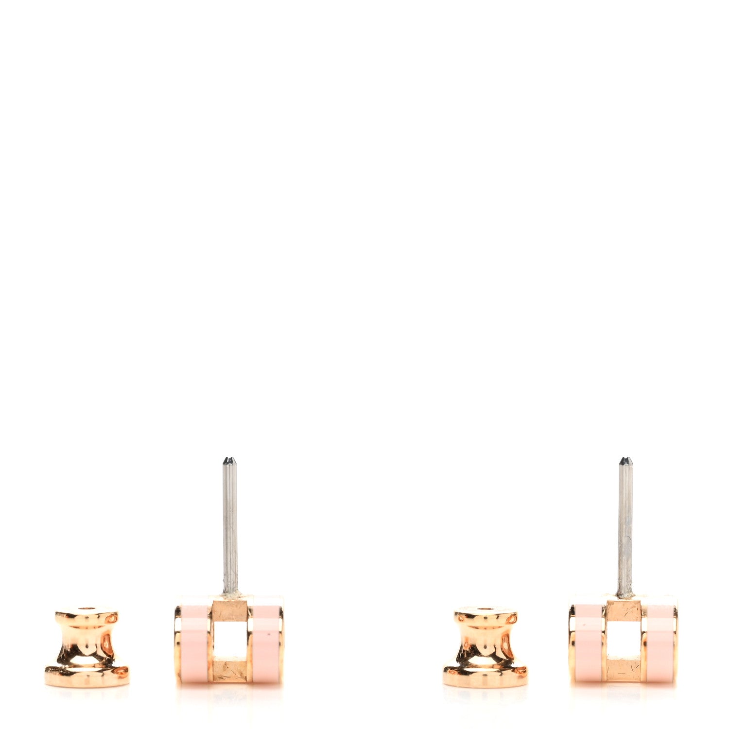 Hermes Rose Gold Lacquered Mini Pop H Earrings Rose Sakura 3 of 6