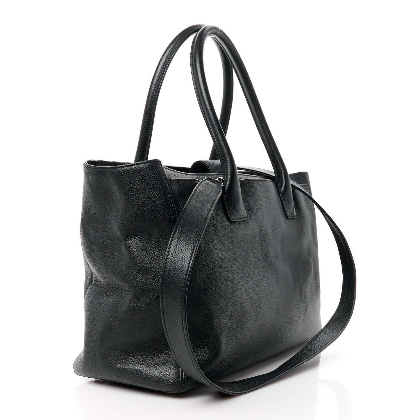 Calfskin Cerf Executive Shopper Tote Black