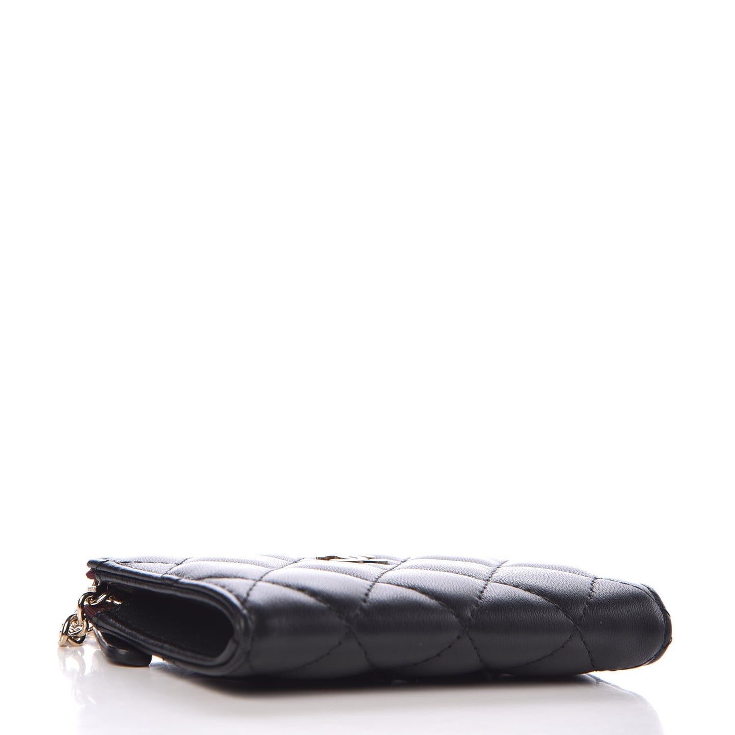 Lambskin Quilted Key Holder Case Black