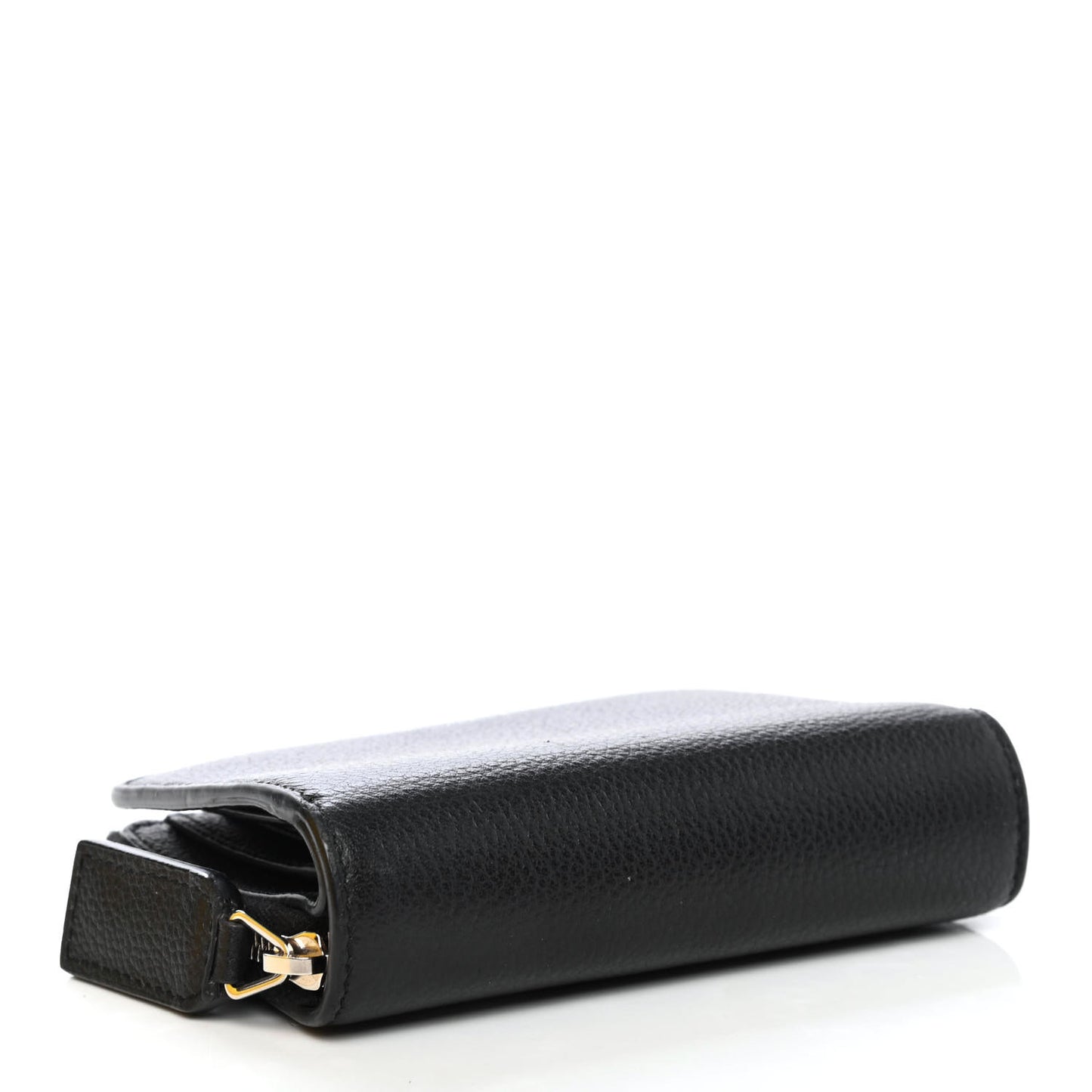 Grained Calfskin Rive Gauche Compact Zip Around Wallet Black