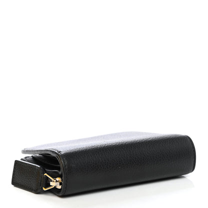 Saint Laurent Grained Calfskin Rive Gauche Compact Zip Around Wallet Black 3 of 4
