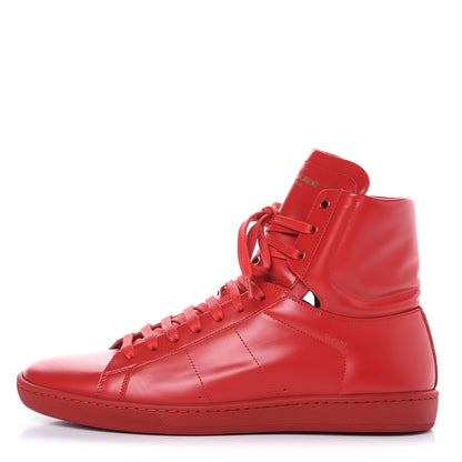 Saint Laurent Calfskin Mens Court Classic SL/01H High Top Sneakers 41.5 New Red 1 of 7