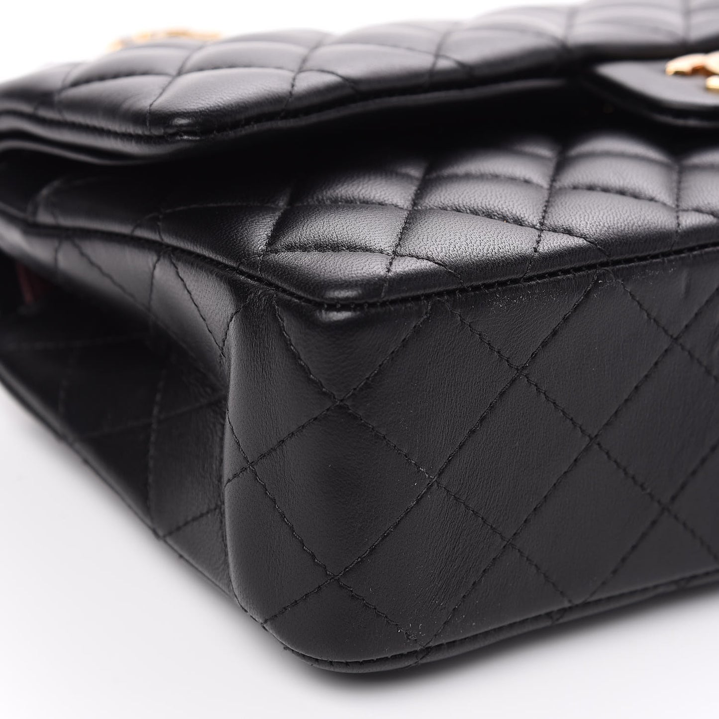 Lambskin Quilted Medium Double Flap Black