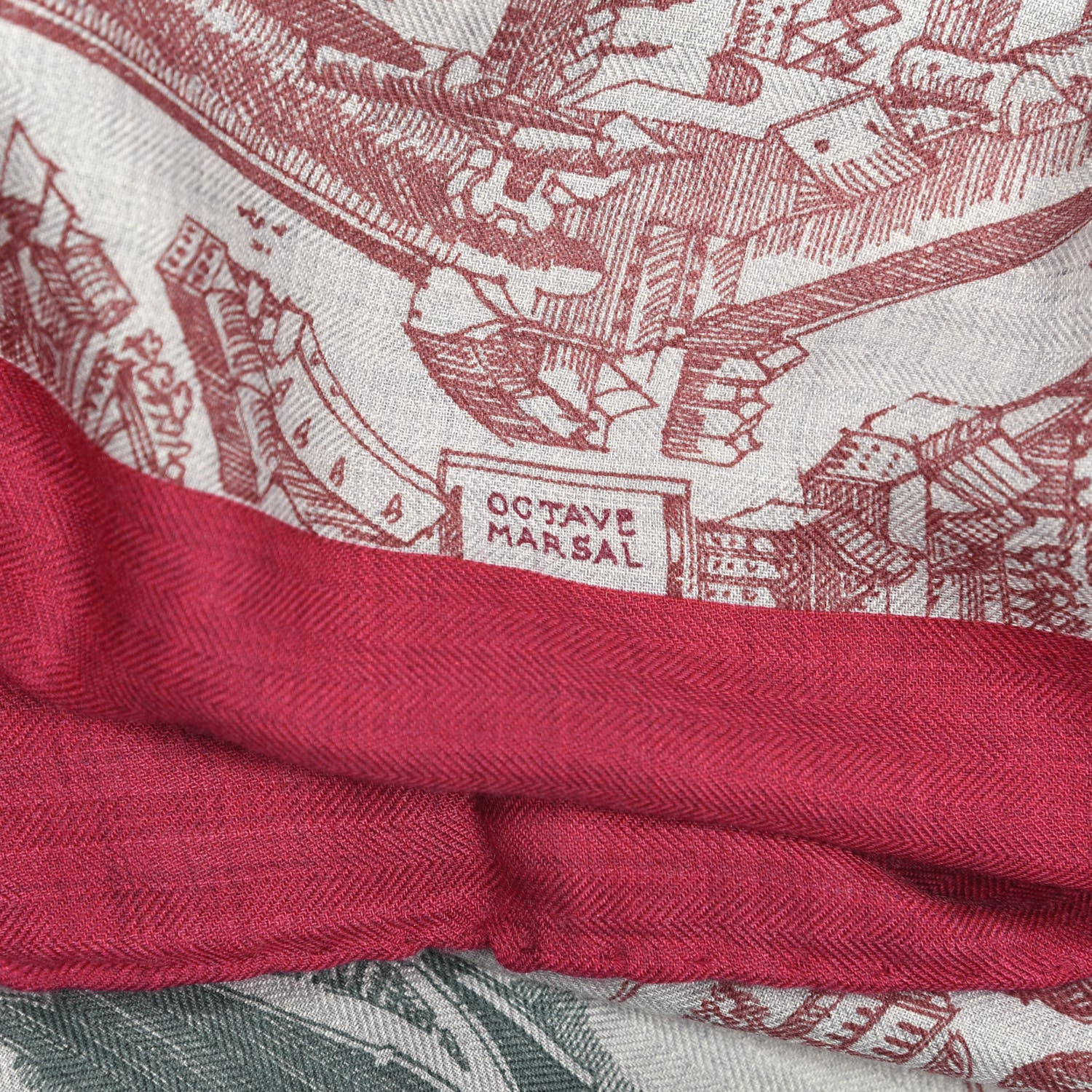 Hermes Cashmere Silk La Cite Cavaliere Shawl 140 Fuchsia Bordeaux 3 of 4