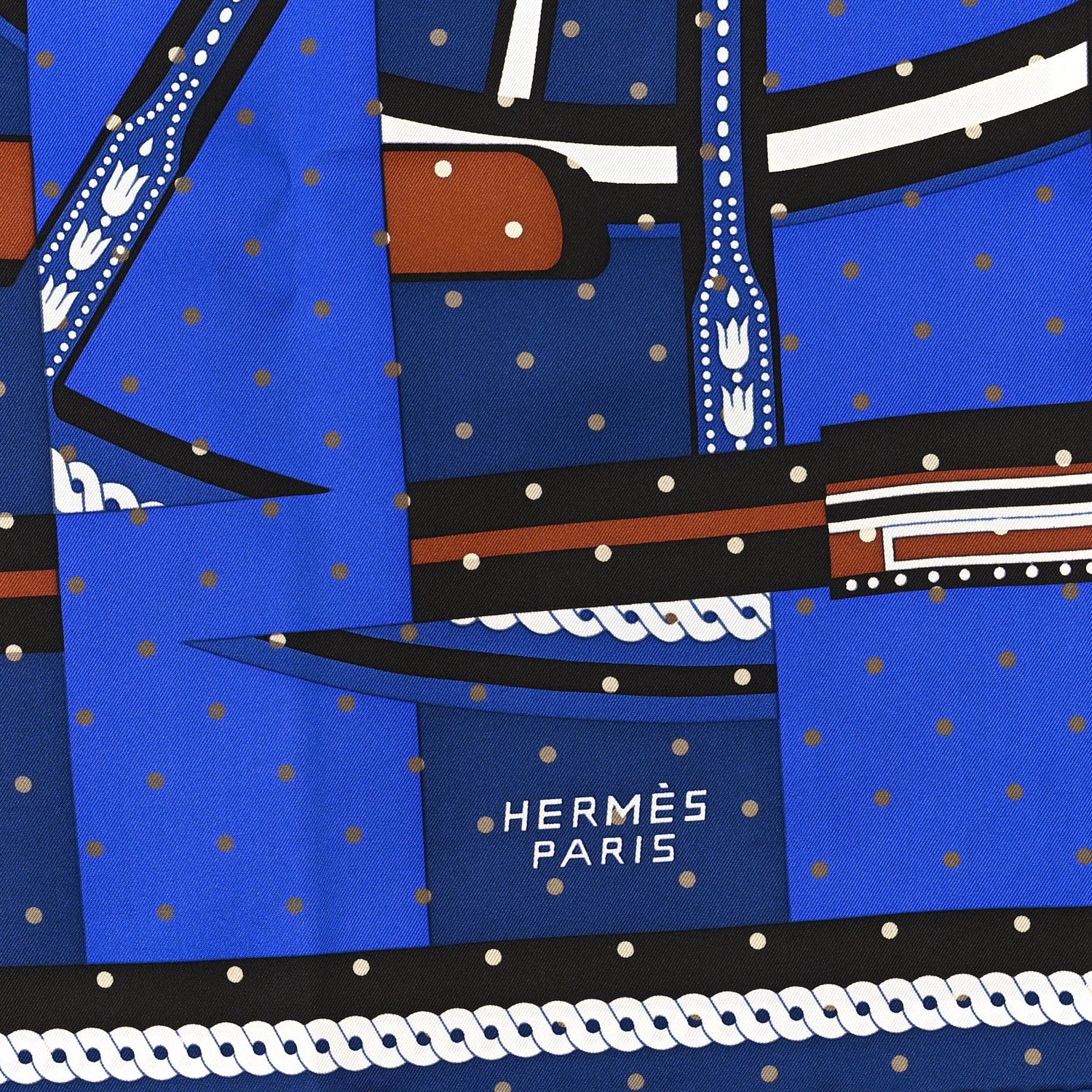 Hermes Silk La Berline Bayadere Scarf 90 Bleu Nuit Cobalt Black 2 of 3