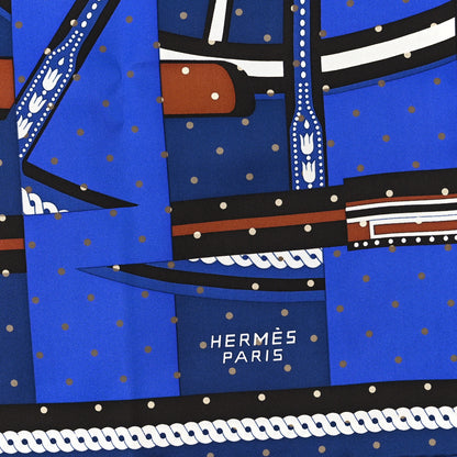 Hermes Silk La Berline Bayadere Scarf 90 Bleu Nuit Cobalt Black 2 of 3