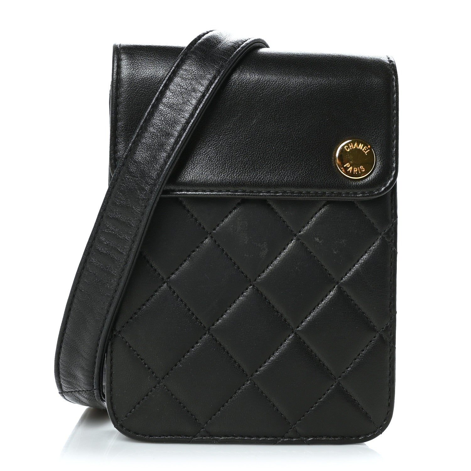 Chanel Lambskin Quilted Waist Belt Bag 80 32 Black 1 of 10