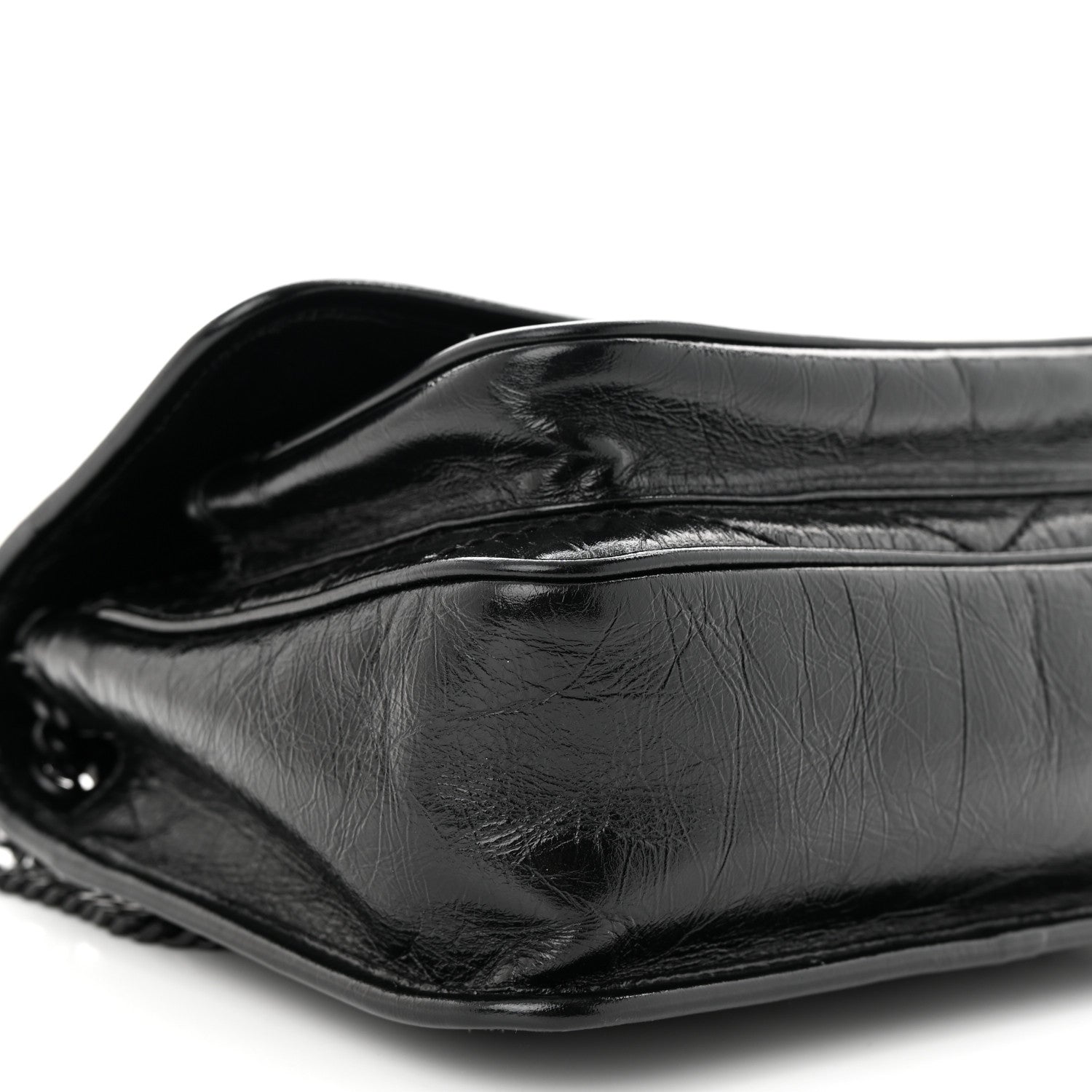 Saint Laurent Crinkled Calfskin Matelasse Monogram Baby Niki Chain Satchel Black 9 of 11