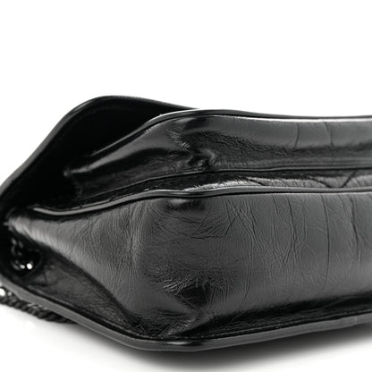 Saint Laurent Crinkled Calfskin Matelasse Monogram Baby Niki Chain Satchel Black 9 of 11