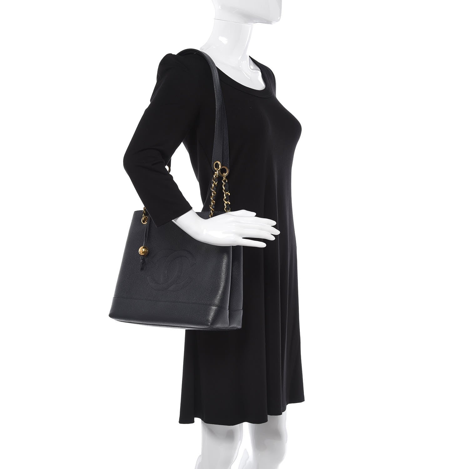 Chanel Caviar CC Shoulder Bag Navy Blue 2 of 7