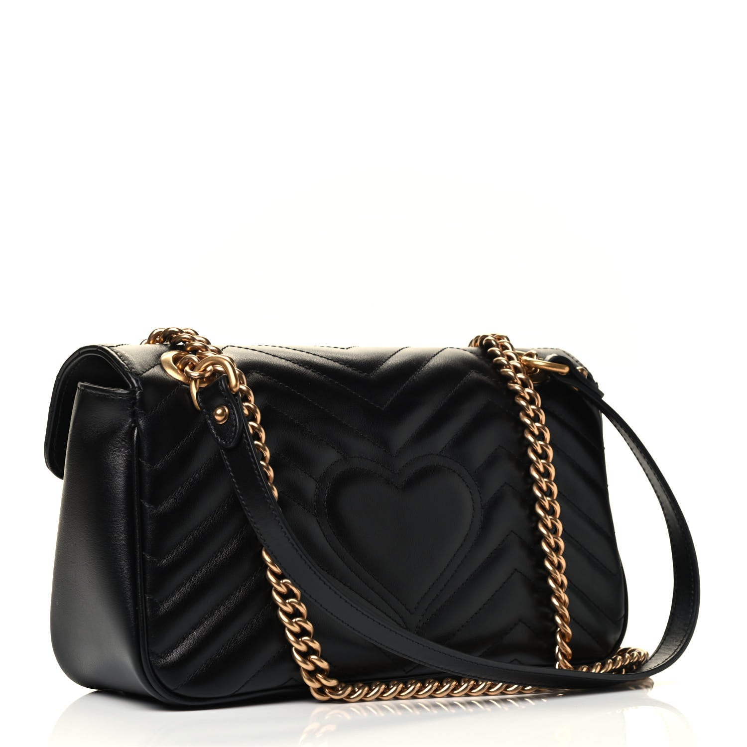 Gucci Calfskin Matelasse Small GG Marmont Shoulder Bag Black 2 of 4