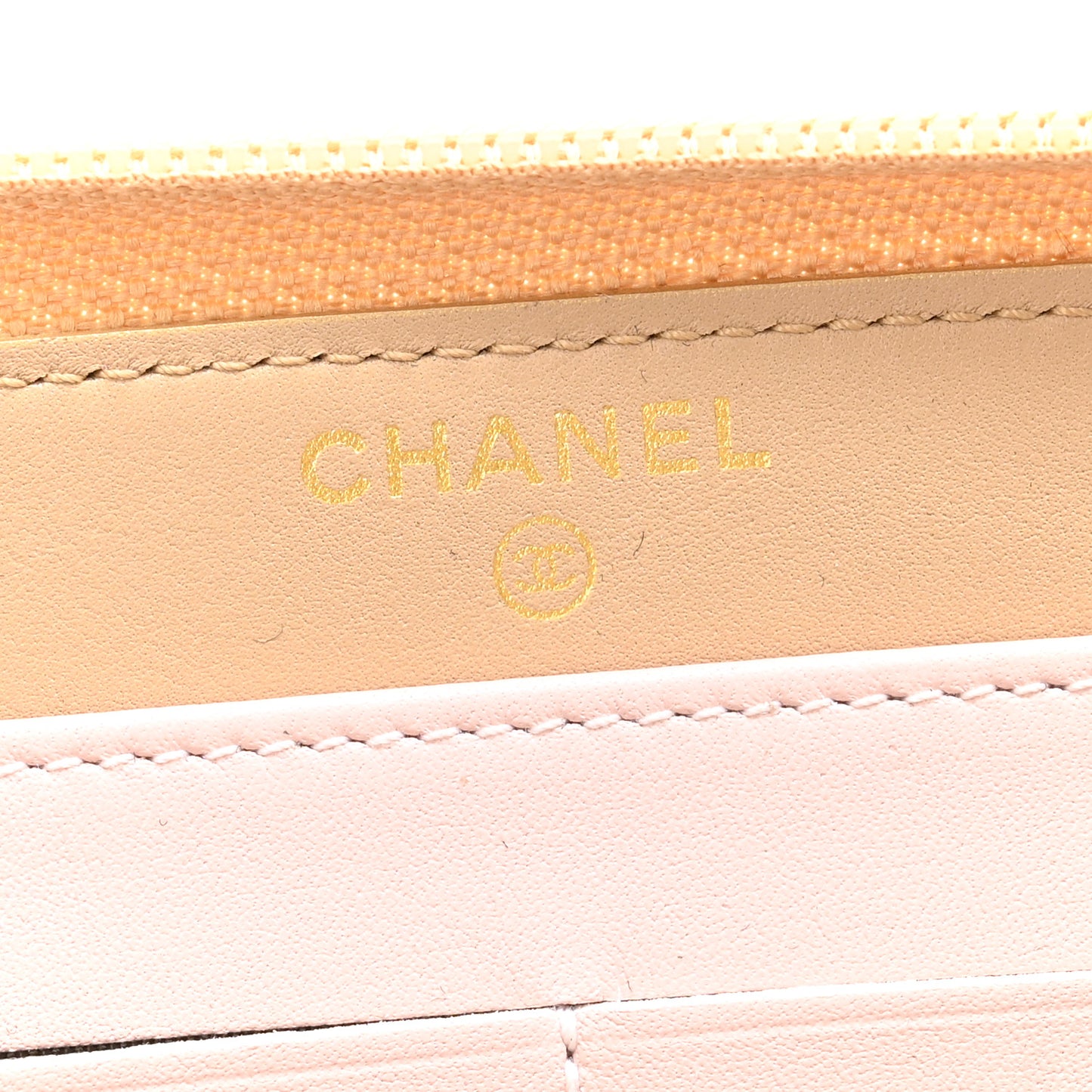 Metallic Aged Calfskin Quilted Palette Gusset Zip Around Wallet Gold