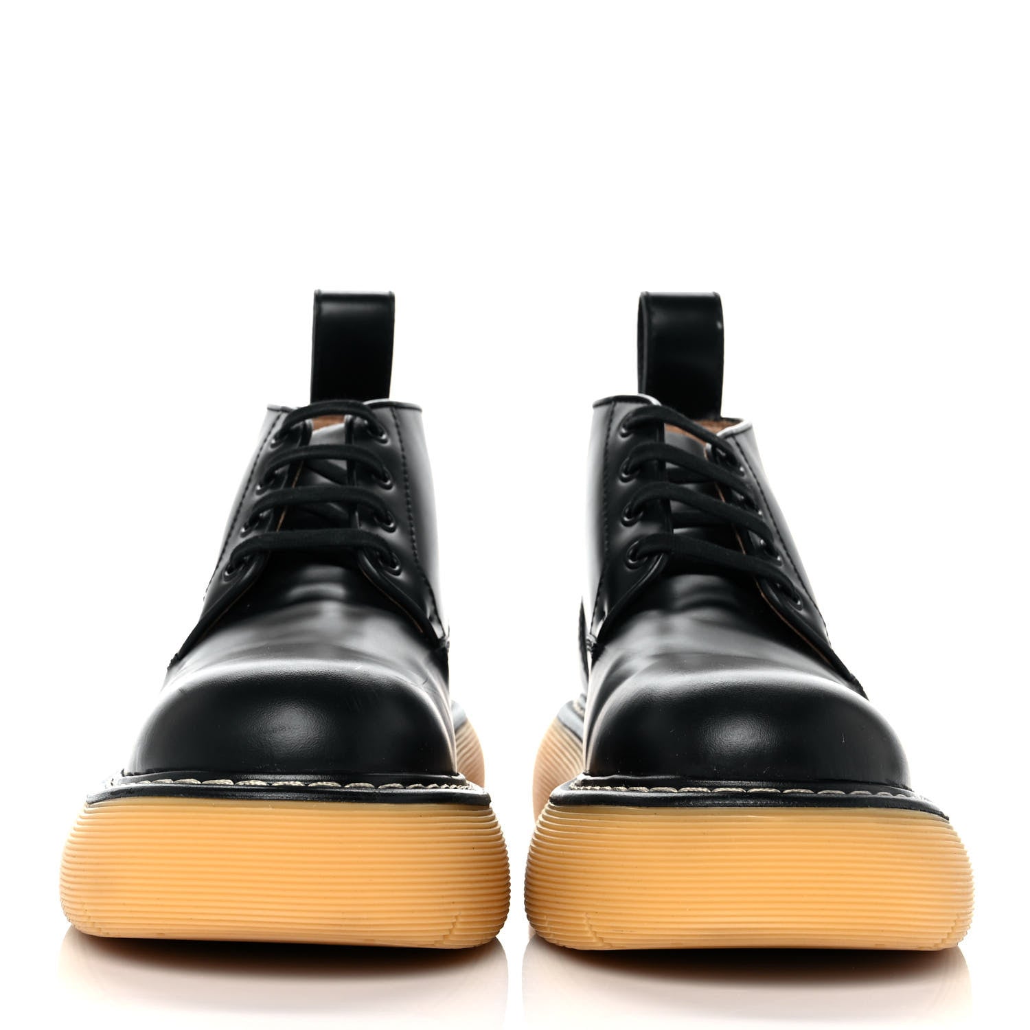 Bottega Veneta Calfskin The Swell Lace Up Ankle Boots 39 Black Natural Rubber 2 of 7