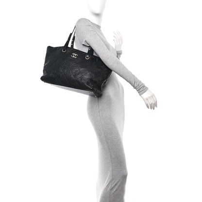 Chanel Glazed Calfskin Large On The Road Tote Black 2 of 12