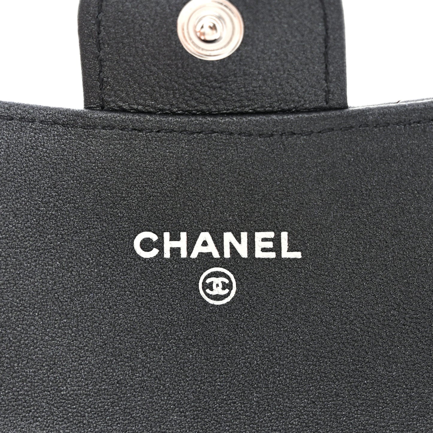 Pearly Lambskin Quilted Flap Card Holder Wallet So Black