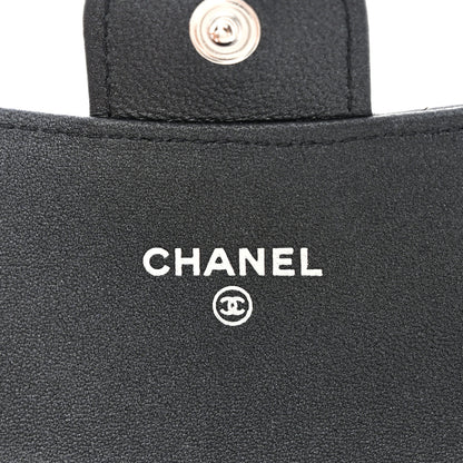 Chanel Pearly Lambskin Quilted Flap Card Holder Wallet So Black 6 of 9