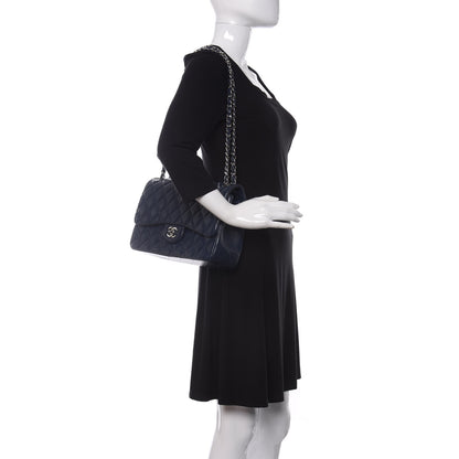 Chanel Caviar Quilted Jumbo Double Flap Dark Blue 2 of 13